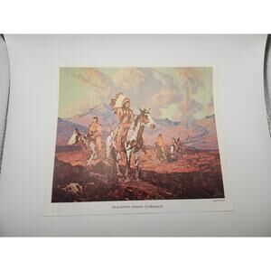 Print Blackfoot Indians Native American Riders Western Art Wall Decor 10x9